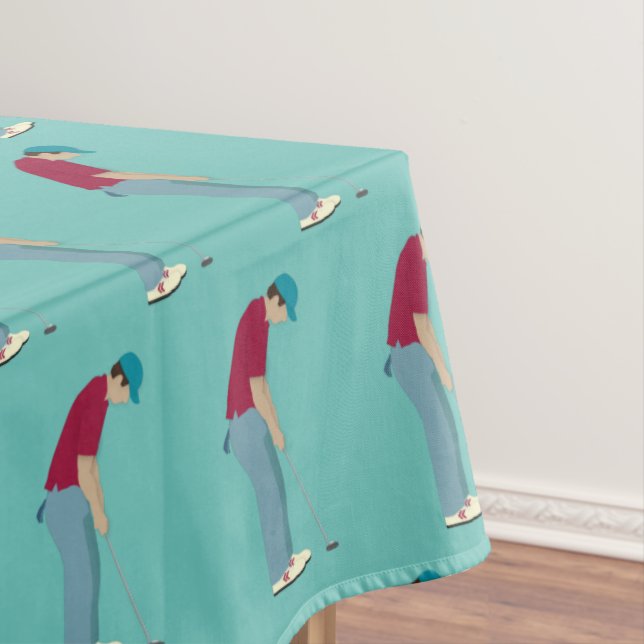 Nappe Golfeurs Bleus Motif (In Situ)