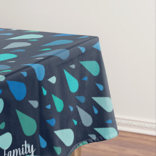 Nappe Gouttes de pluie bleu foncé avec nom personnalisé