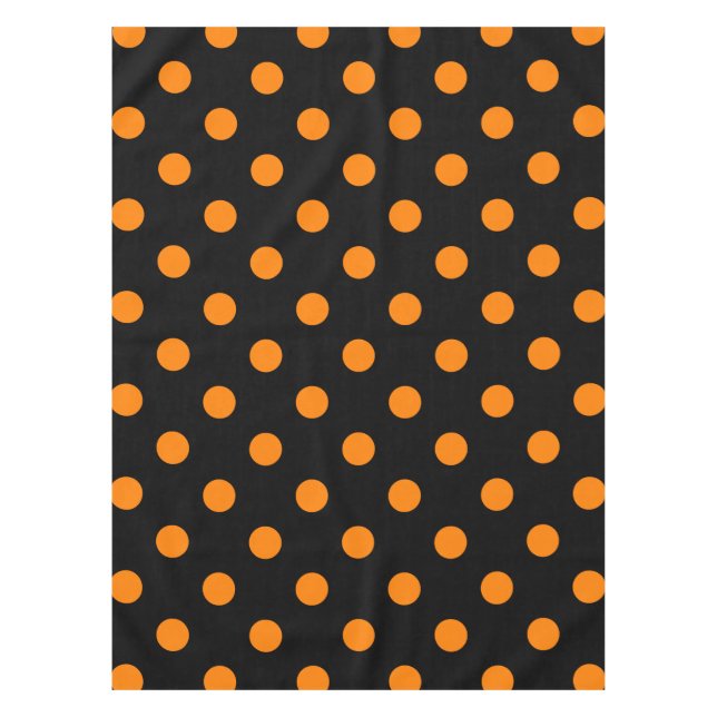 Nappe Grand pois - orange sur le noir (Devant)