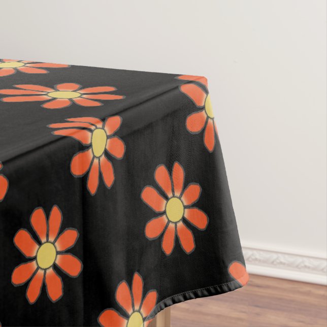 Nappe Grandes fleurs graphiques de motif floral oranges (In Situ)