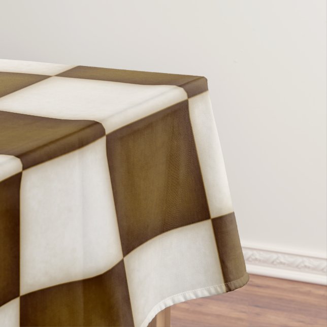 Nappe Grands chèques blancs Brown et anciens 60"x104" (In Situ)