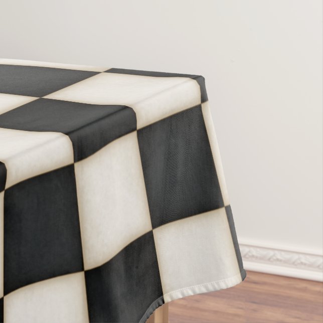 Nappe Grands Chèques blancs noirs et antiquités 60"x84" (In Situ)