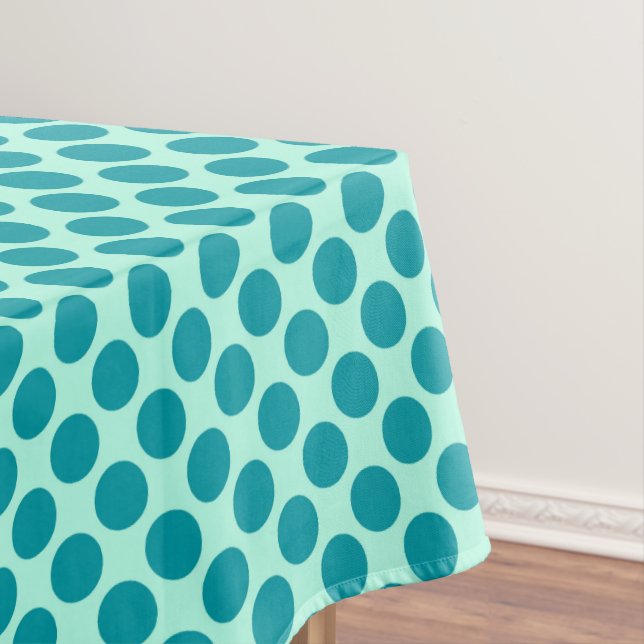 Nappe Grands points rétro - aqua et turquoise (In Situ)