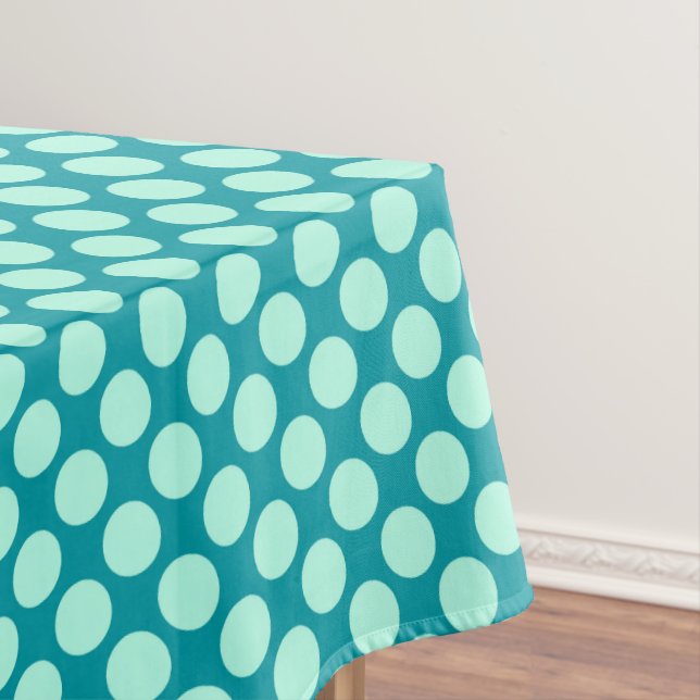 Nappe Grands points rétro - turquoise et aqua (In Situ)