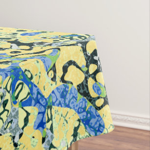 Nappe Graphisme bleu jaune noir pointé Abstraction