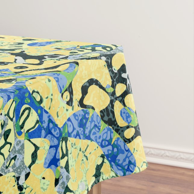 Nappe Graphisme bleu jaune noir pointé Abstraction (In Situ)
