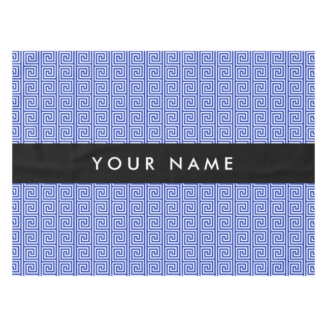 Nappe Grec Meander Key Blue, Votre Nom, Personnaliser (Devant (Horizontal))