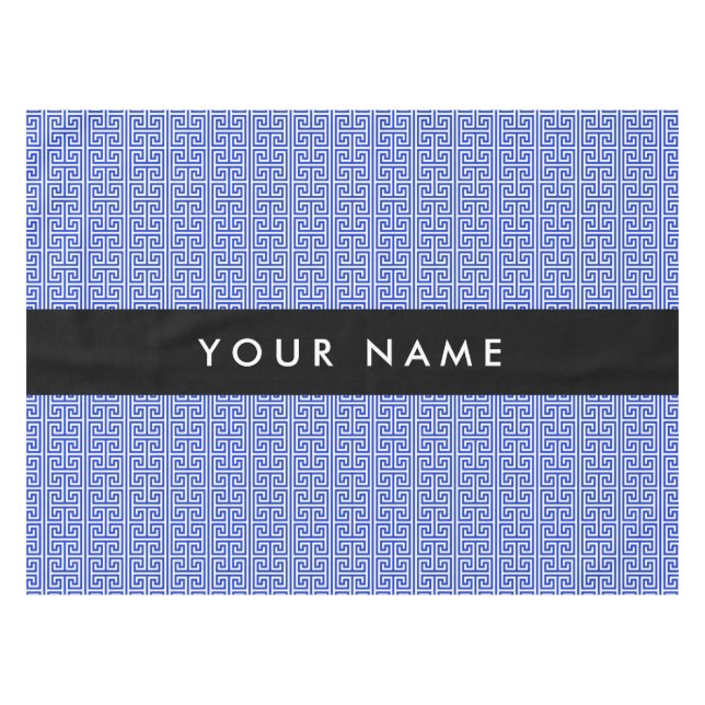 Nappe Grec Meander Key H Blue, Votre Nom, Personnaliser (Devant (Horizontal))