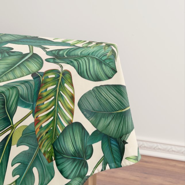Nappe Green & Turquoise Palm Monstera Tropical Feuille M (In Situ)