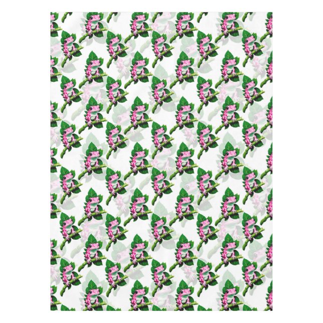 Nappe Grenouille rose sur motif de feuille verte Design (Devant)
