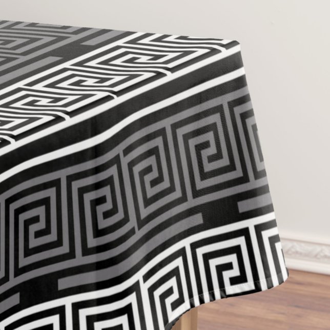 Nappe Gris Blanc Noir Clé grecque Fret Motif Design (Créateur téléchargé)