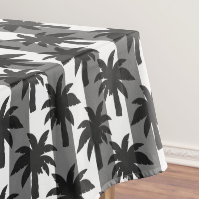 Nappe Gris Blanc Tropical Palmiers Stripes Design (Créateur téléchargé)