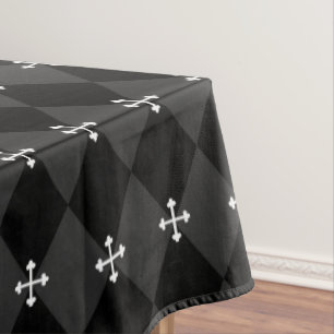 Nappe Gris et arlequin noir avec croix gothique