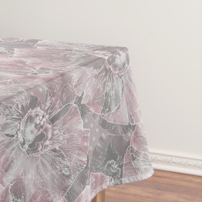 Nappe Gris rose, grandes fleurs design (In Situ)