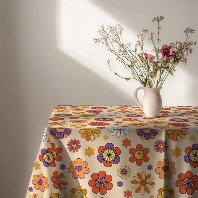 Nappe Groovy Tablecloth 70s Pastel Colorful Dining Vibe (Groovy Tablecloth 70s Pastel Colorful Dining Vibe)