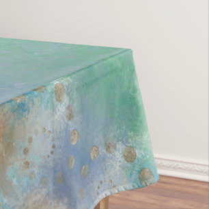 Nappe Grunge Côtière   Aquarelle bleu et vert or