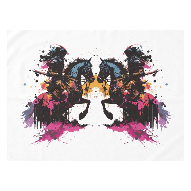 Nappe Guerrier équitation cheval en aquarelle (Devant (Horizontal))