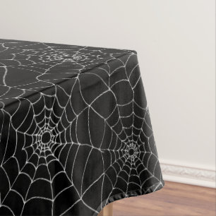 Nappe Halloween Araignées noires et blanches Webs Cobweb