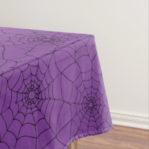 Nappe Halloween araignées violettes Webs Cobwebs