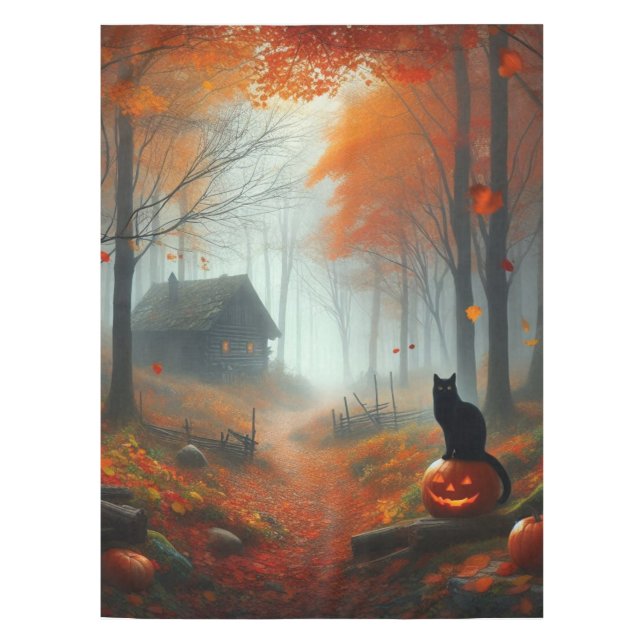 Nappe Halloween/Automne/Automne/citrouille/chat (Devant)