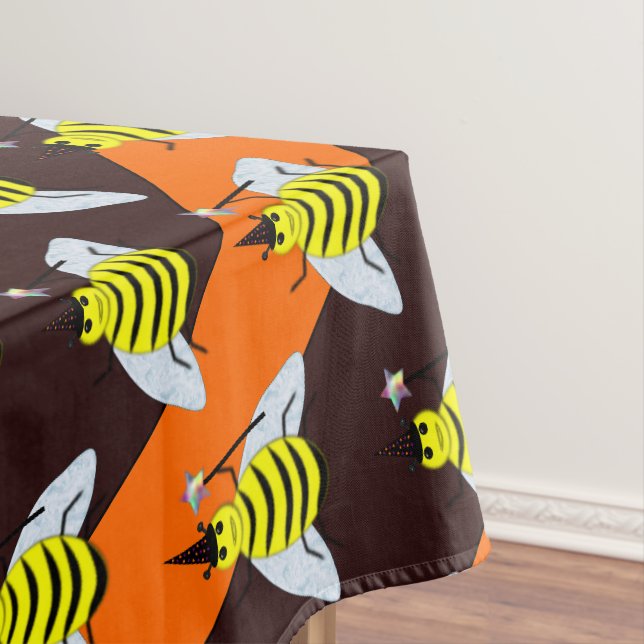Nappe Halloween Magic Bee Witch Orange et Black Stripes (In Situ)