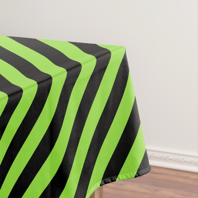 Nappe Halloween Party Green Black Stripes Décor (In Situ)