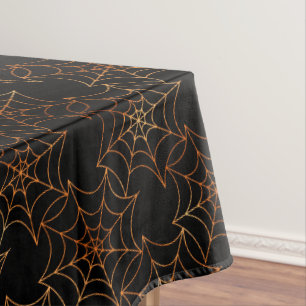 Nappe Halloween Toile d'araignée noire et feuille d'oran