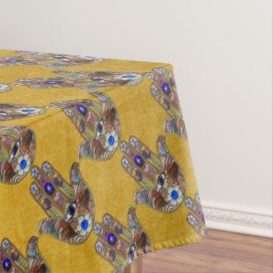Nappe Hamsa Coeurs Fleurs Opal Art sur Or