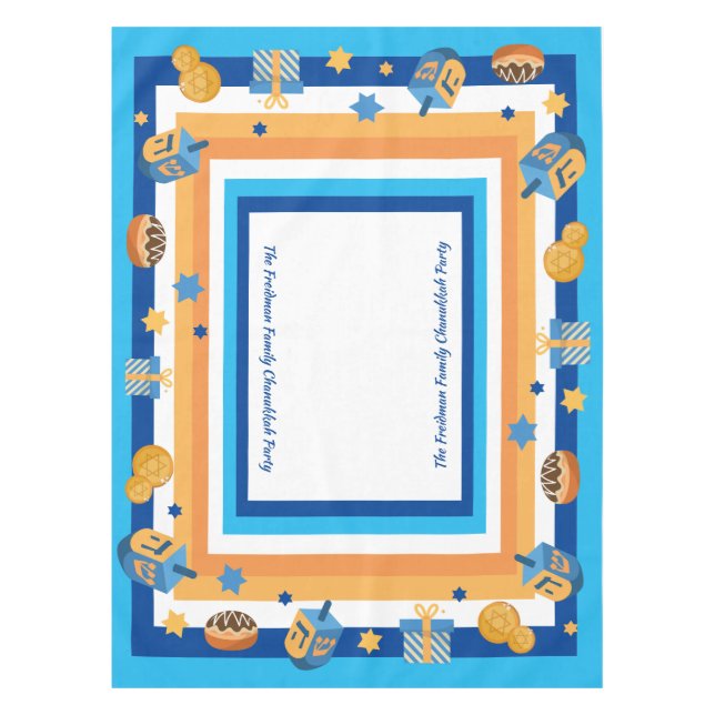 Nappe Hanoukka Dreidels personnalisés Donuts & Stars (Devant)