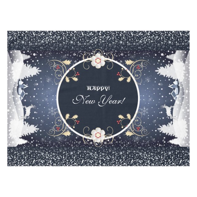 Nappe Happy New Year! Winter Fairy Tale Fantasy blue (Devant (Horizontal))