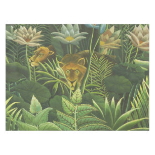 Nappe Henri Rousseau Jungle Tropical Lion Impression Vin