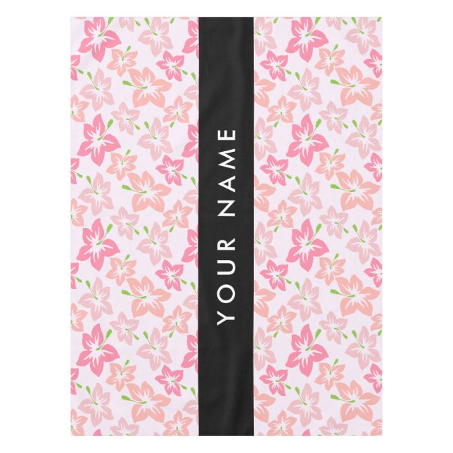 Nappe Hibiscus rose, Fleurs roses, Votre nom (Devant)