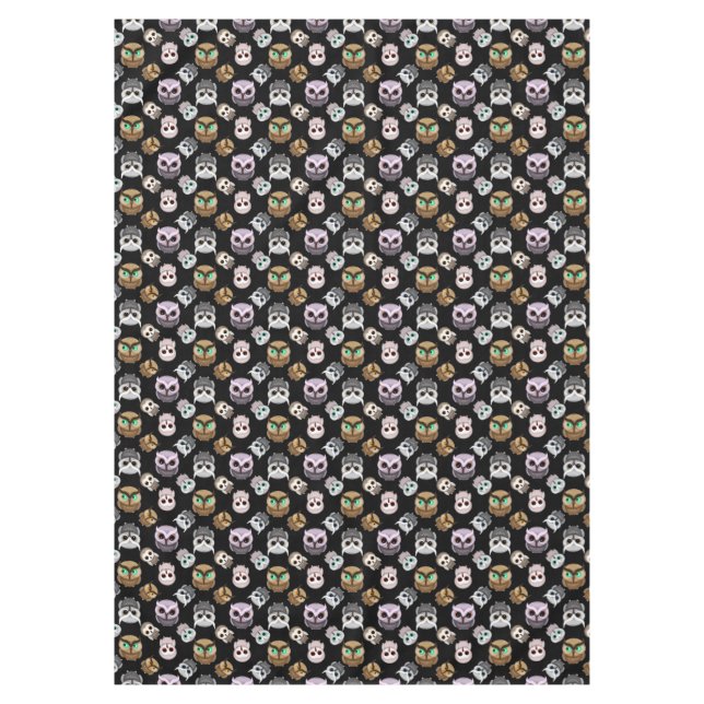 Nappe Hibou amusant sur fond noir (Devant)