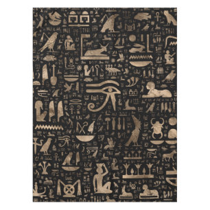 Nappe Hiéroglyphes égyptiens antiques - noir et or
