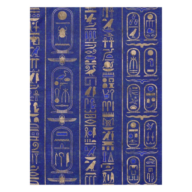 Nappe Hiéroglyphes égyptiens motif Gold Lapis Lazuli (Devant)