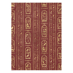 Nappe Hiéroglyphes égyptiens Or en cuir rouge