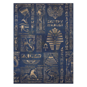 Nappe Hiéroglyphes et divinité-or égyptiens sur le