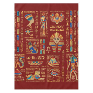 Nappe Hiéroglyphes et divinités égyptiens en rouge