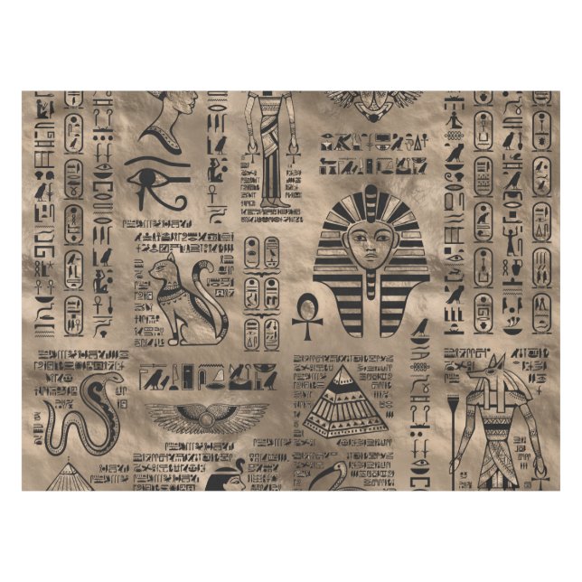 Nappe Hiéroglyphes et divinités égyptiens - or de luxe (Devant (Horizontal))