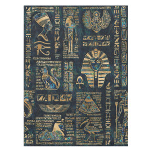 Nappe Hiéroglyphes et divinités égyptiens - ormeau et or