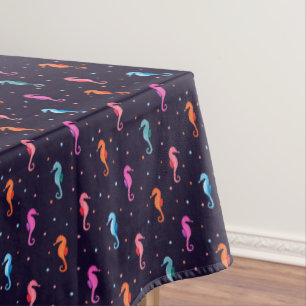Nappe Hippocampes d'aquarelle sur le motif de bleu