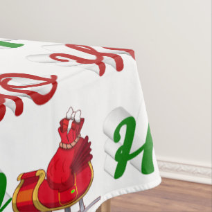 Nappe Ho Ho Ho Père Noël Sleigh Noël rouge vert