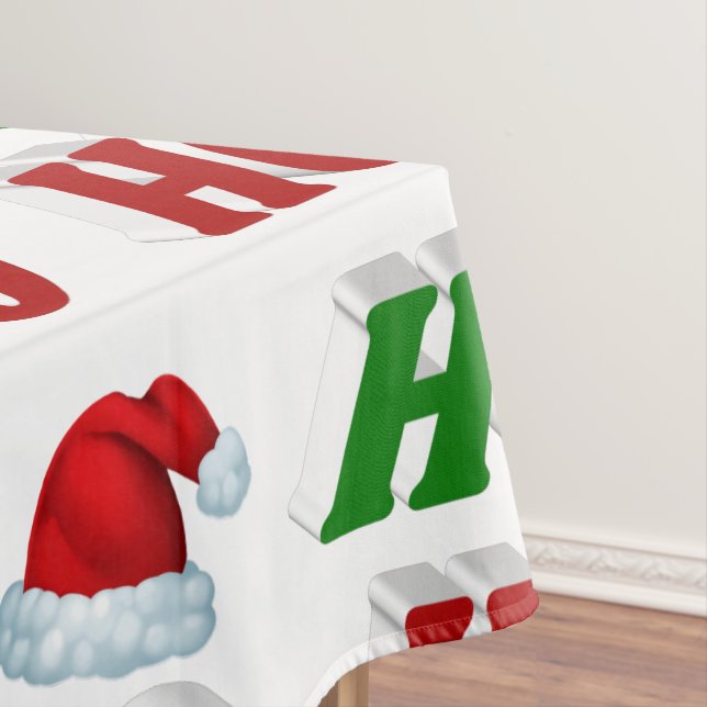 Nappe Ho Ho Ho Santa Hat Noël rouge vert typographie (In Situ)