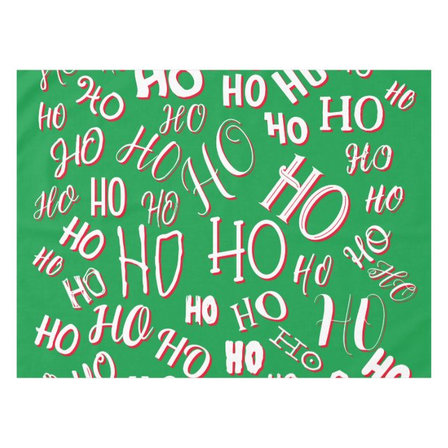 Nappe HO HO HO Texte de Noël motif blanc vert rouge (Devant (Horizontal))