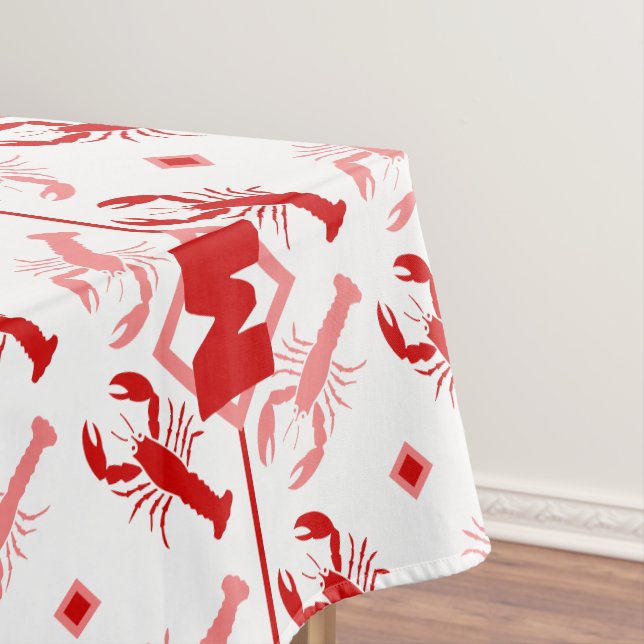 Nappe Homard et monogramme rouge et blanc | Vie côtière (In Situ)