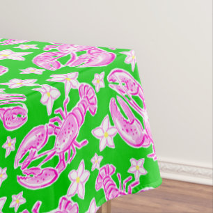 Nappe Homard Rose Prépa et Floral Vert Chic Côtiers