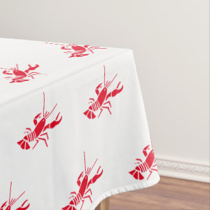 Nappe Homard rouge blanc motif mignon moderne