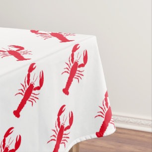 Nappe Homard rouge blanc motif moderne côtier