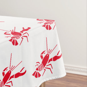 Nappe Homard rouge blanc motif moderne plaisir été
