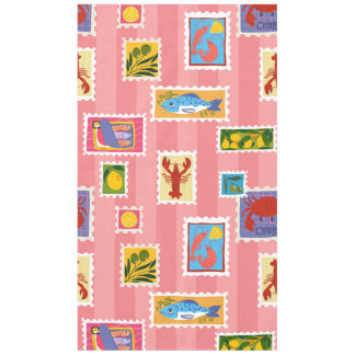 Nappe homard sardine citron timbre collage rayure seafoo